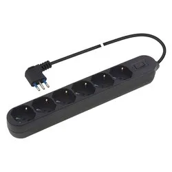 Multipresa tavolo con interruttore sicurezza 6P 10/16A Nero PP2516 2 - immagine 1