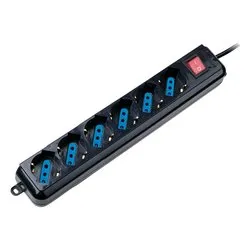 Multipresa tavolo con interruttore 6P 10/16A Nero EM3923 - immagine 1