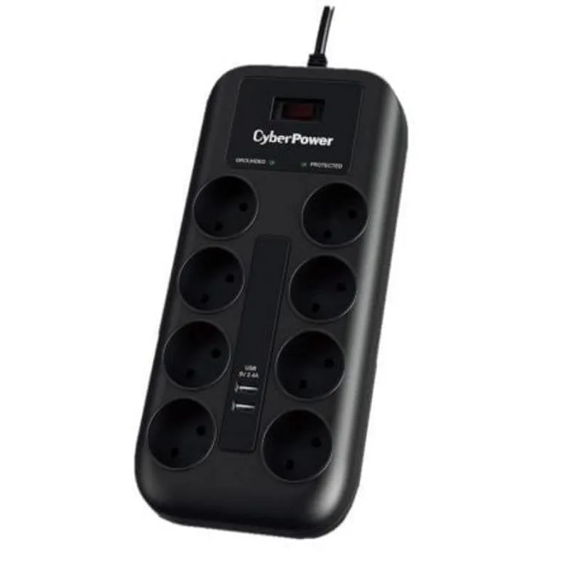 Multipresa CyberPower P0820SUF0-DE 8 prese Schuko protezione USB-A interruttore 1,8 m nera - immagine 1