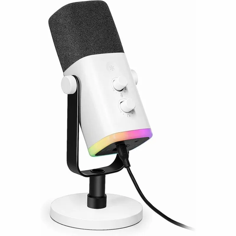 Microfono dinamico Fifine AmpliGame AM8 RGB per streaming e podcasting USB-C/XLR bianco - immagine 1