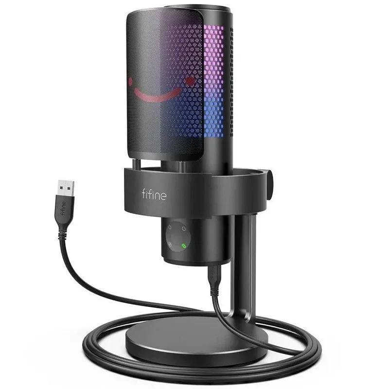Microfono Fifine A9 USB-C multipattern con base, filtro antipop e RGB - immagine 1