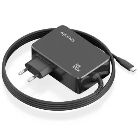 Caricabatterie Aisens ASCH-1PD100WL50-BK USB-C 100W GaN automatico 1,8 m nero - immagine 1