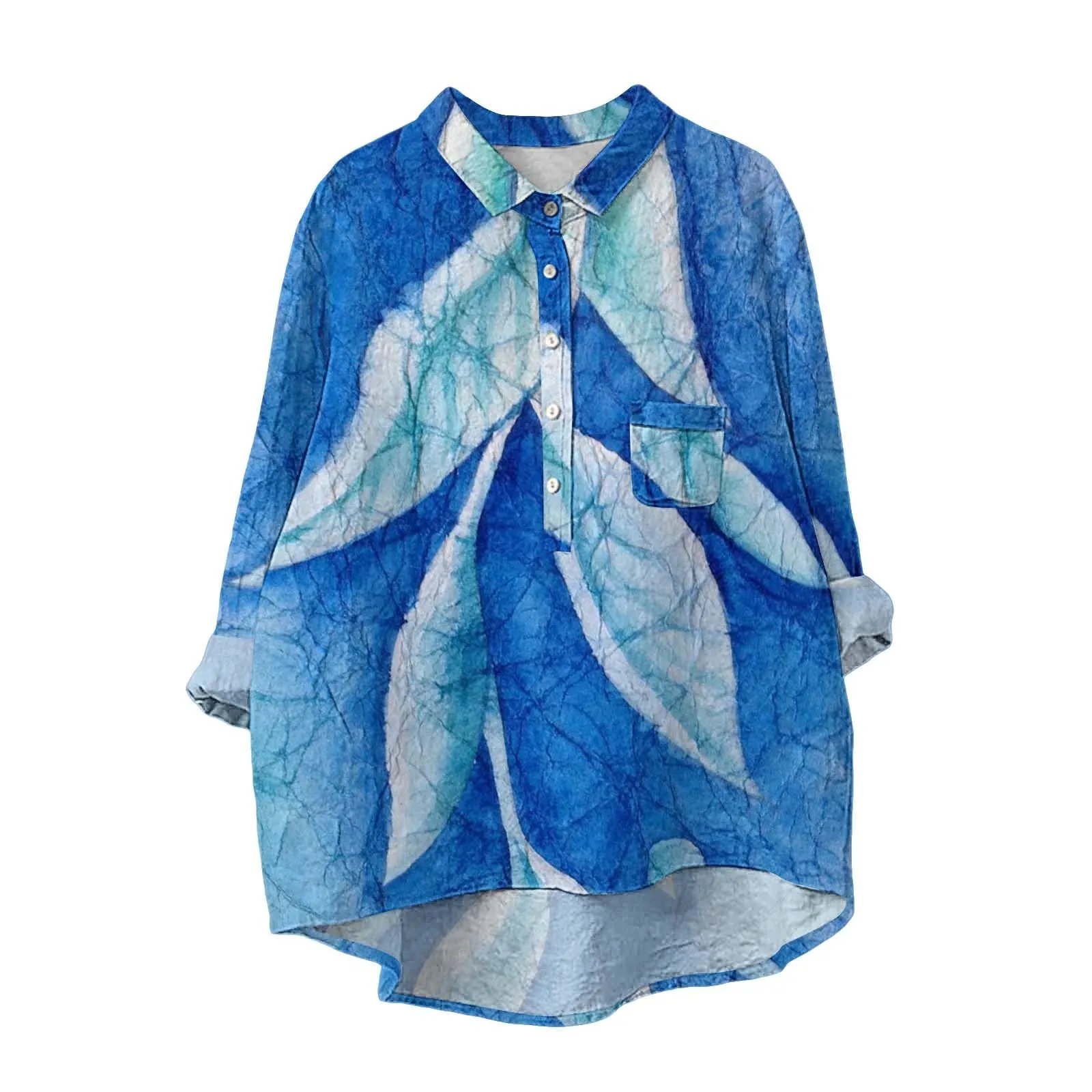Cocila Camicia Chiffon Special Deals Cappotto Primaverile Donna Camice da Donna Lunghe Vestiti Donna Ocean Plus Camicia Donna Manica A Sbuffo Maglietta Elegante Curvy Blusa Blu Elettrico Prime Deals - immagine 1