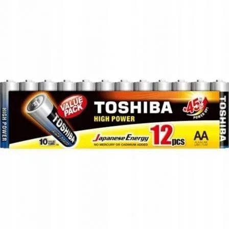 Toshiba MP-12 Confezione da 12 batterie alcaline AA ad alta potenza da 1,5 V - immagine 1