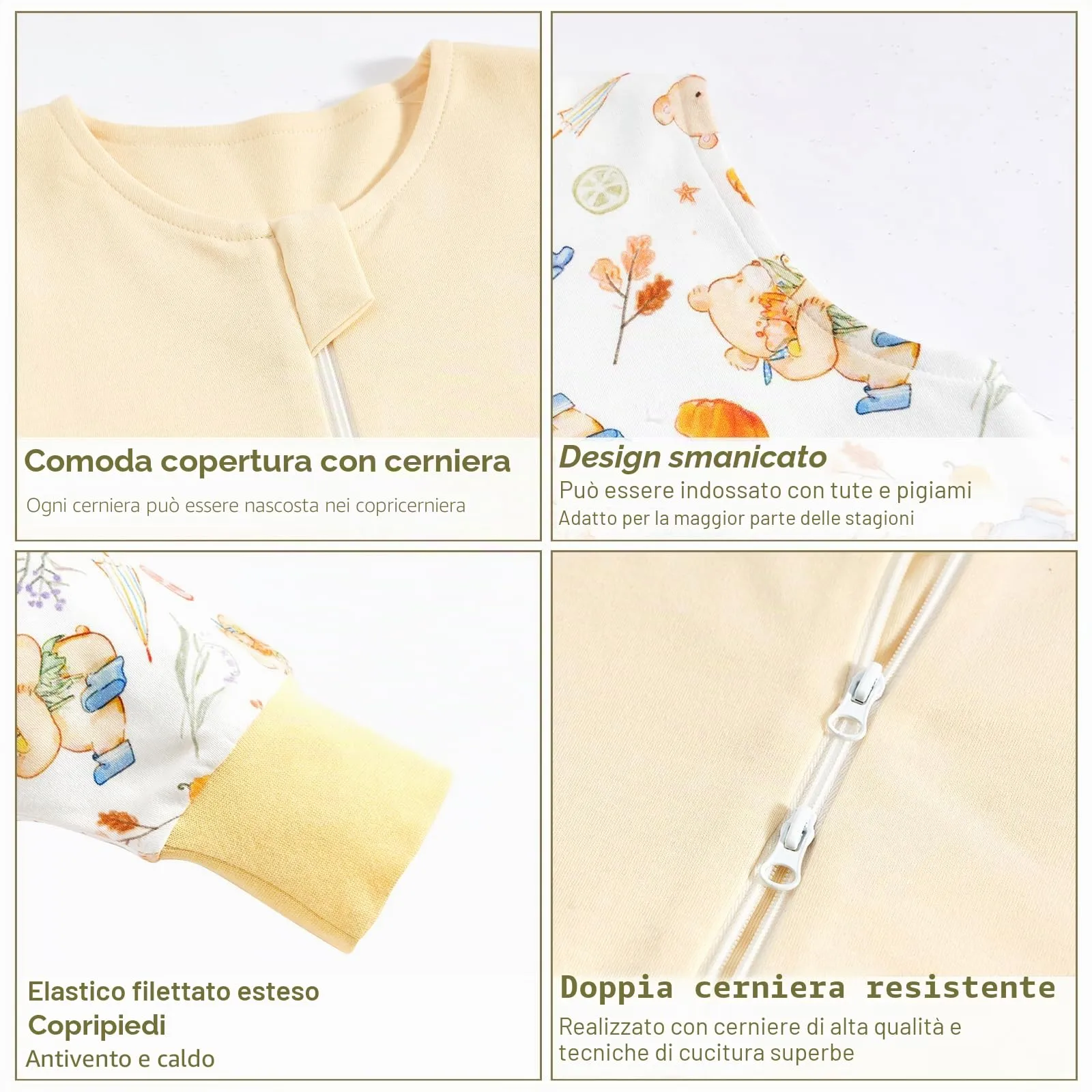 WYTbaby Sacco nanna con piedi, 1,0 TOG, confezione da 2, sacco nanna 100% cotone, senza maniche, per tutto l'anno, con gambe, per ragazzi e ragazze, 3-4 anni - immagine 4