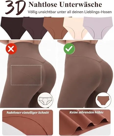 ALL OF SHE 5 Pack di Mutande Senza Cuciture Donne a Vita Media scivolamenti Morbidi Mutandine Senza Cuciture Biancheria Intima Donne Multipack XS-XL,XL - immagine 5