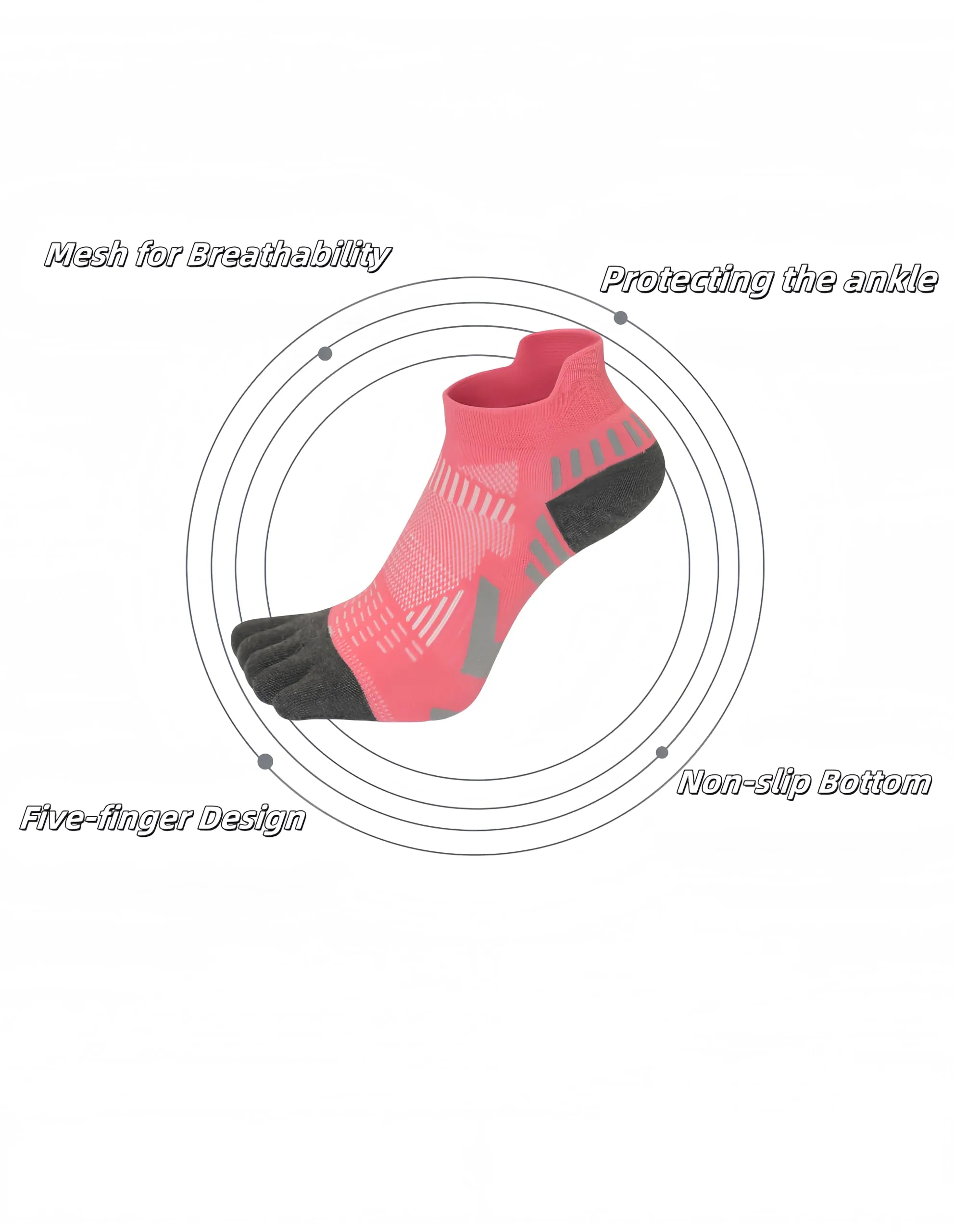 DOLAFO Calzini Con Dita Separate Donna Sportivi alla Caviglia Calzini Cinque Dita Imbottiti Anti-Vesciche Allenamento Socks Traspirante - 6 Paia (IT, Numero, 35, 40, Regular, Regular, Multicolore 3) - immagine 6