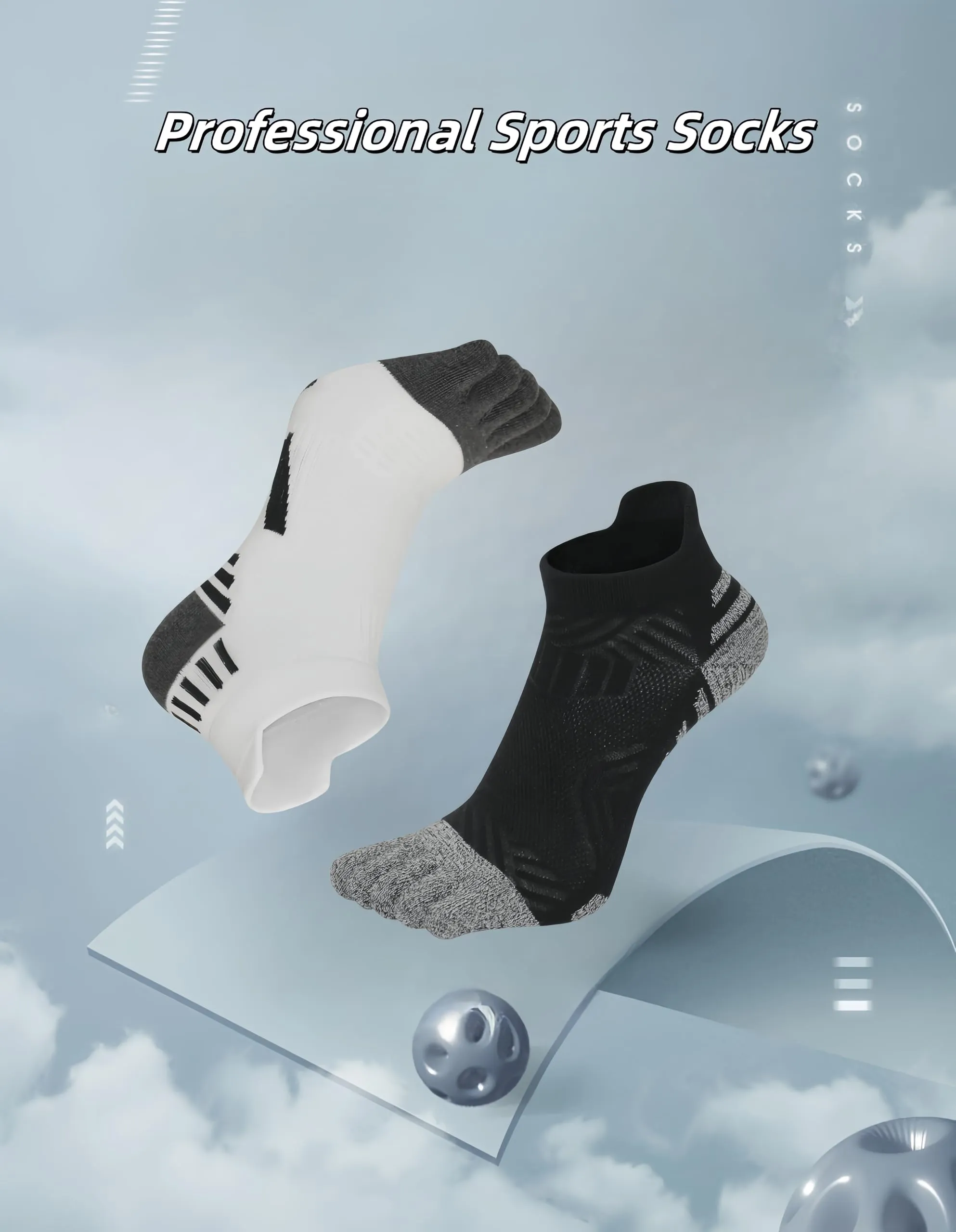 DOLAFO Calzini Con Dita Separate Donna Sportivi alla Caviglia Calzini Cinque Dita Imbottiti Anti-Vesciche Allenamento Socks Traspirante - 6 Paia (IT, Numero, 35, 40, Regular, Regular, Multicolore 3) - immagine 7