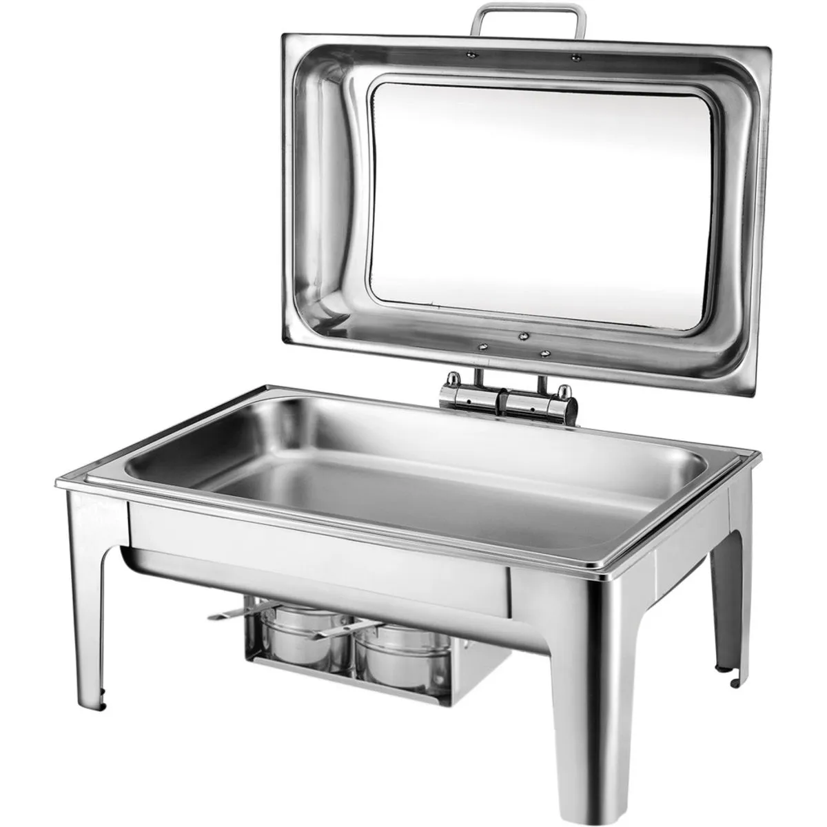 Stalgast Chafing dish con coperchio in vetro gastronorm 1/1; 11.2 ml, 57.5x48x29.5 cm (LxPxH); argento; rettangolare - immagine 1