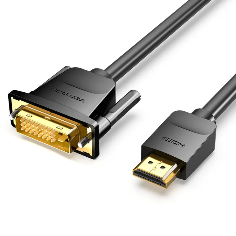 Cavo convertitore Vention DVI maschio a HDMI maschio 2 m nero - immagine 1