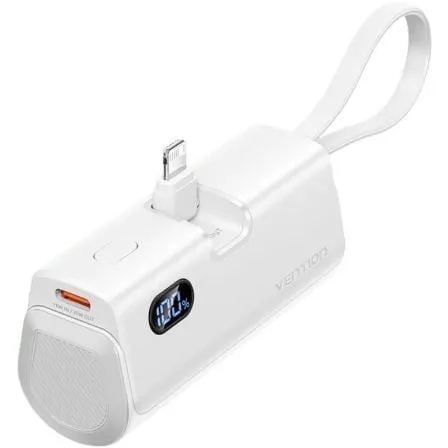 Vention FHRW0 Power Bank ultraportatile da 4800 mAh e 22,5 W, bianco con USB Type-C e Lightning - immagine 1