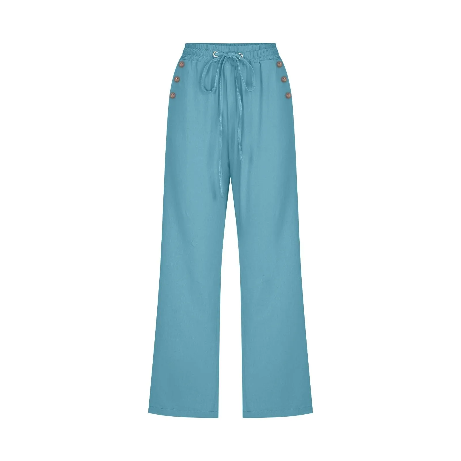 Pantaloncini Pinocchietto Donna Estivi Pantaloni Casual Estivi Sportivi Pantalone Capri Eleganti Leggeri Bermuda 7/8 Di Lino Traspiranti Pinocchietti Palazzo a Vita Alta Coulisse Regolabile Curvy - immagine 4