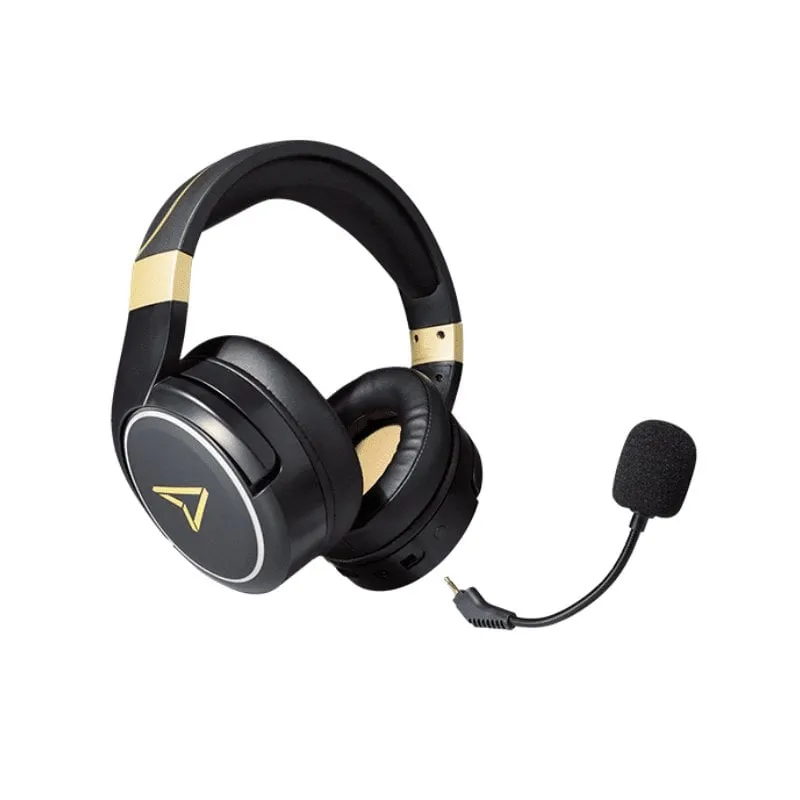 Cuffie da gioco wireless Steelplay HP52 nere e oro, batteria da 32 ore, microfono circumaurale RF USB-C - immagine 1