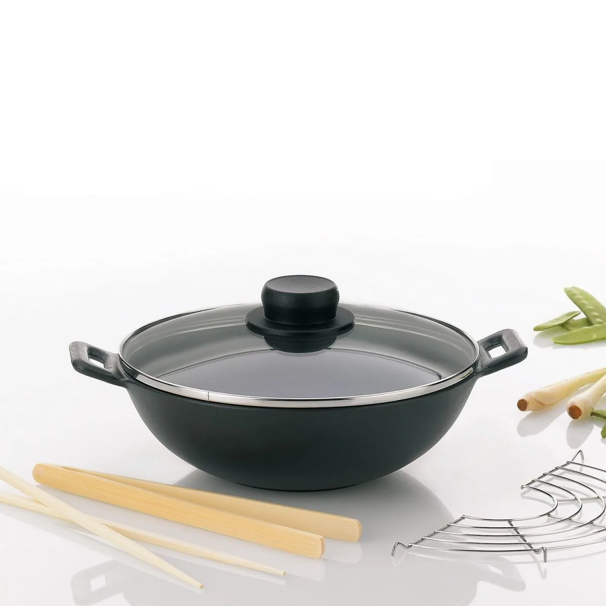 kela Set wok mini in ghisa, 5 pezzi; 1600 ml, 8 cm (H); nero; rotonda - immagine 1