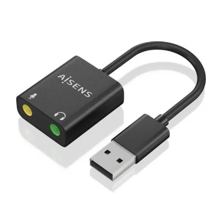 AISENS A106-0769 Convertitore scheda audio USB-A a 2 jack da 3,5 mm 24 bit 100 dB Nero - immagine 1