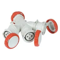 Adattatore 3 prese 3P+T 16A (CEE IP67) Rosso e Bianco 73140 - immagine 1