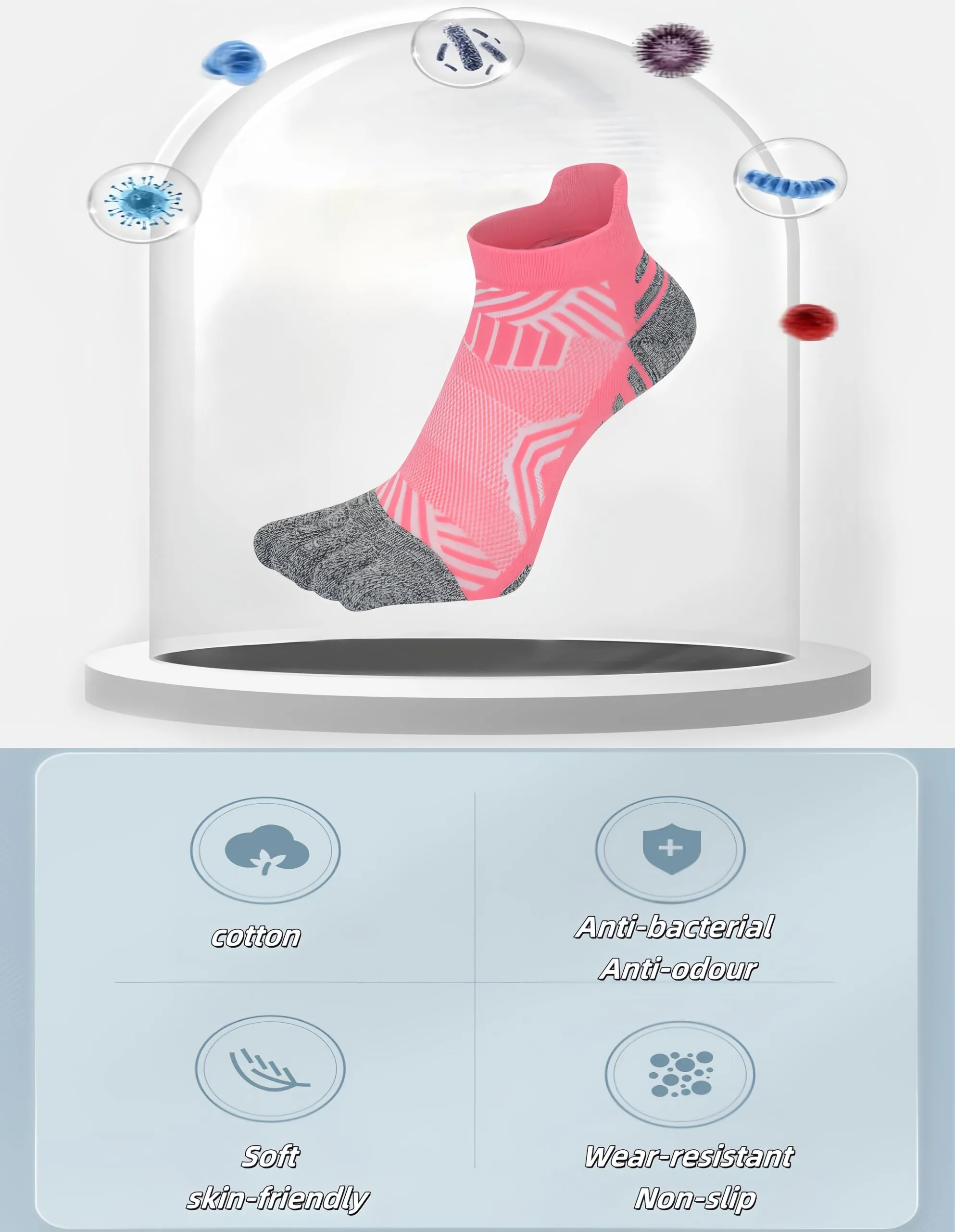 DOLAFO Calzini Con Dita Separate Donna Sportivi alla Caviglia Calzini Cinque Dita Imbottiti Anti-Vesciche Allenamento Socks Traspirante - 6 Paia (IT, Numero, 35, 40, Regular, Regular, Multicolore 2) - immagine 3