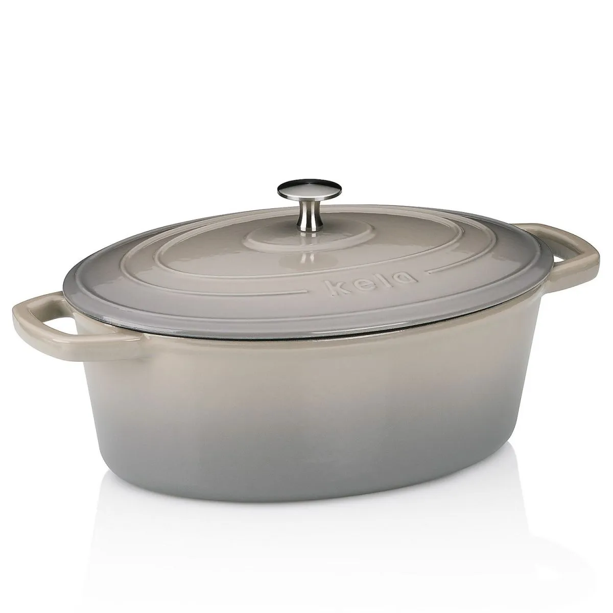 kela Casseruola Calido in ghisa; 29x23x11 cm (LxLxH); grigio chiaro; ovale - immagine 1