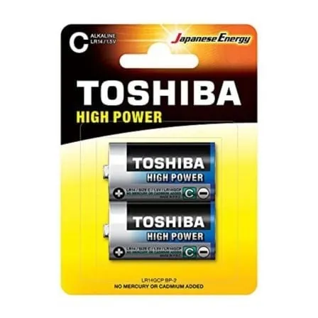 Batteria alcalina Toshiba LR14 da 1,5 V, confezione da 2 unità ad alta potenza e lunga durata - immagine 1