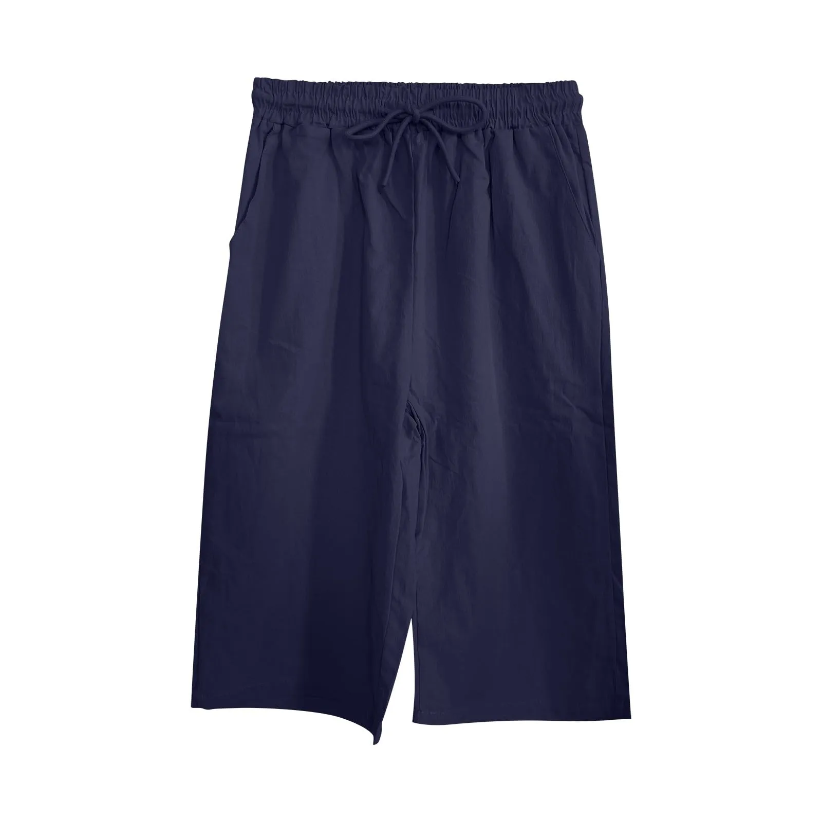 Pantaloni Pinocchietto Lino Donna Bermuda Sportivi Casual Da Donna Pinocchietti Capri Estivi Leggeri Pantaloni 3/4 Di Cotone Baggy Pantalone Al Ginocchio a Gamba Larga Pants Eleganti Traspiranti - immagine 5