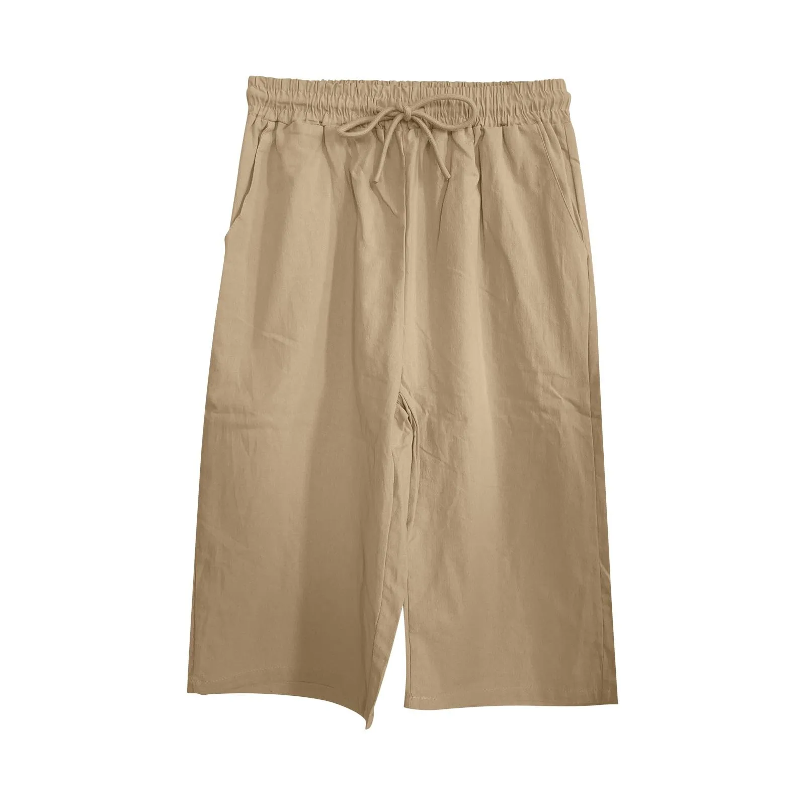 Pantaloni Pinocchietto Lino Donna Bermuda Sportivi Casual Da Donna Pinocchietti Capri Estivi Leggeri Pantaloni 3/4 Di Cotone Baggy Pantalone Al Ginocchio a Gamba Larga Pants Eleganti Traspiranti - immagine 5