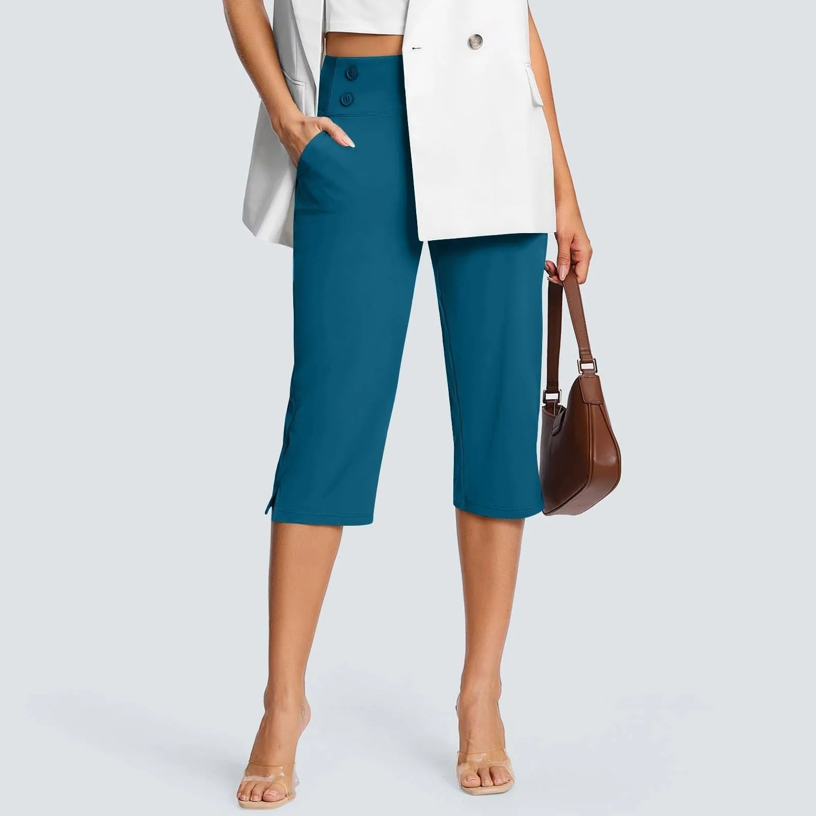 Pinocchietto Donna Estivo Pantalone Estivi Leggeri Eleganti Pinocchietti Cropped Da Donna Sportivi Bermuda Capri Di Lino Spiaggia Pantaloni Della Tuta a Gamba Larga Pantaloncini Casual Taglie Forti - immagine 2