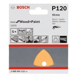 Set fogli abrasivi carta preforata levigatrici delta 5 pz (L.92 mm grana P120) 2608900827 - immagine 1