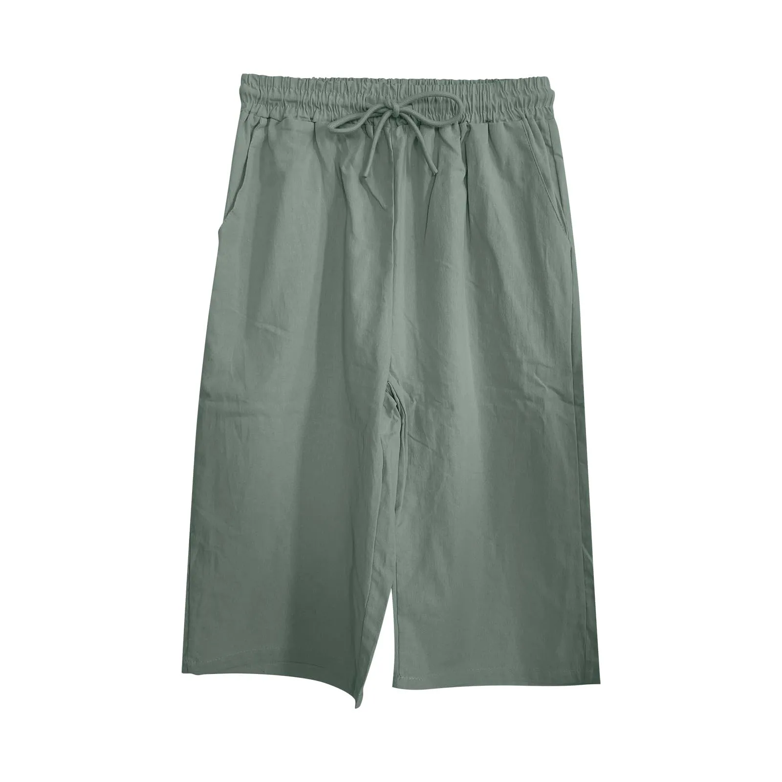 Pantaloni Pinocchietto Lino Donna Bermuda Sportivi Casual Da Donna Pinocchietti Capri Estivi Leggeri Pantaloni 3/4 Di Cotone Baggy Pantalone Al Ginocchio a Gamba Larga Pants Eleganti Traspiranti - immagine 5