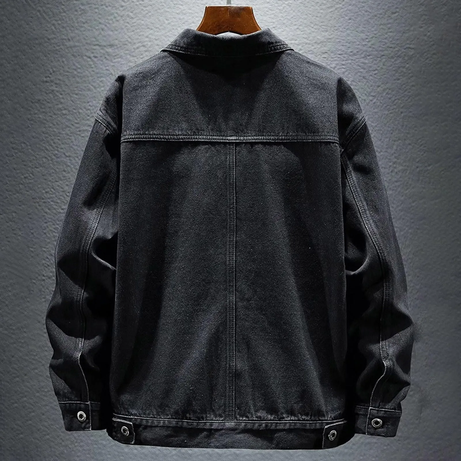 Giacca di Jeans Uomo, Giubbotto Estivo Uomo, Giacca da Uomo Denim Trucker Giacca Classico Lavato Stile Vintage Jeans Cappotto per Gli Uomini Giubbino Jeans Giacca in Denim per Il Tempo Libero - immagine 2