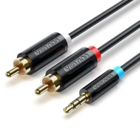 Cavo stereo Vention BCLBG da 3,5 mm Jack maschio a 2 RCA maschio 1,5 m Contatti dorati Nero - immagine 1