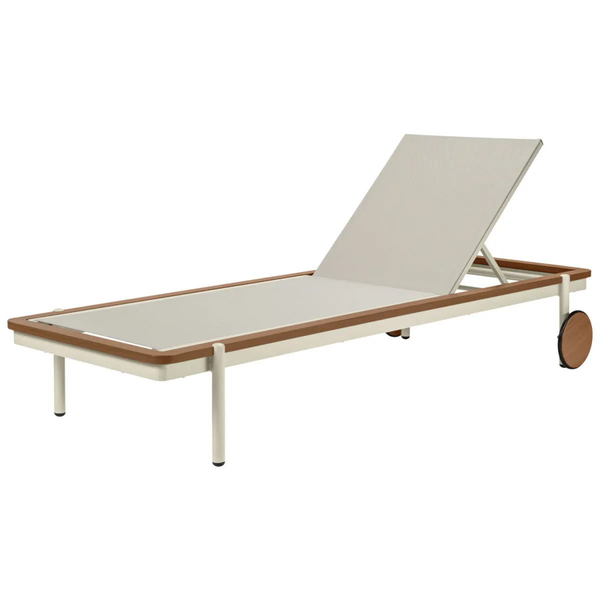 VEGA Lettino prendisole Rivan; 202x72x33 cm (LxLxH); seduta beige, struttura Teak - immagine 1