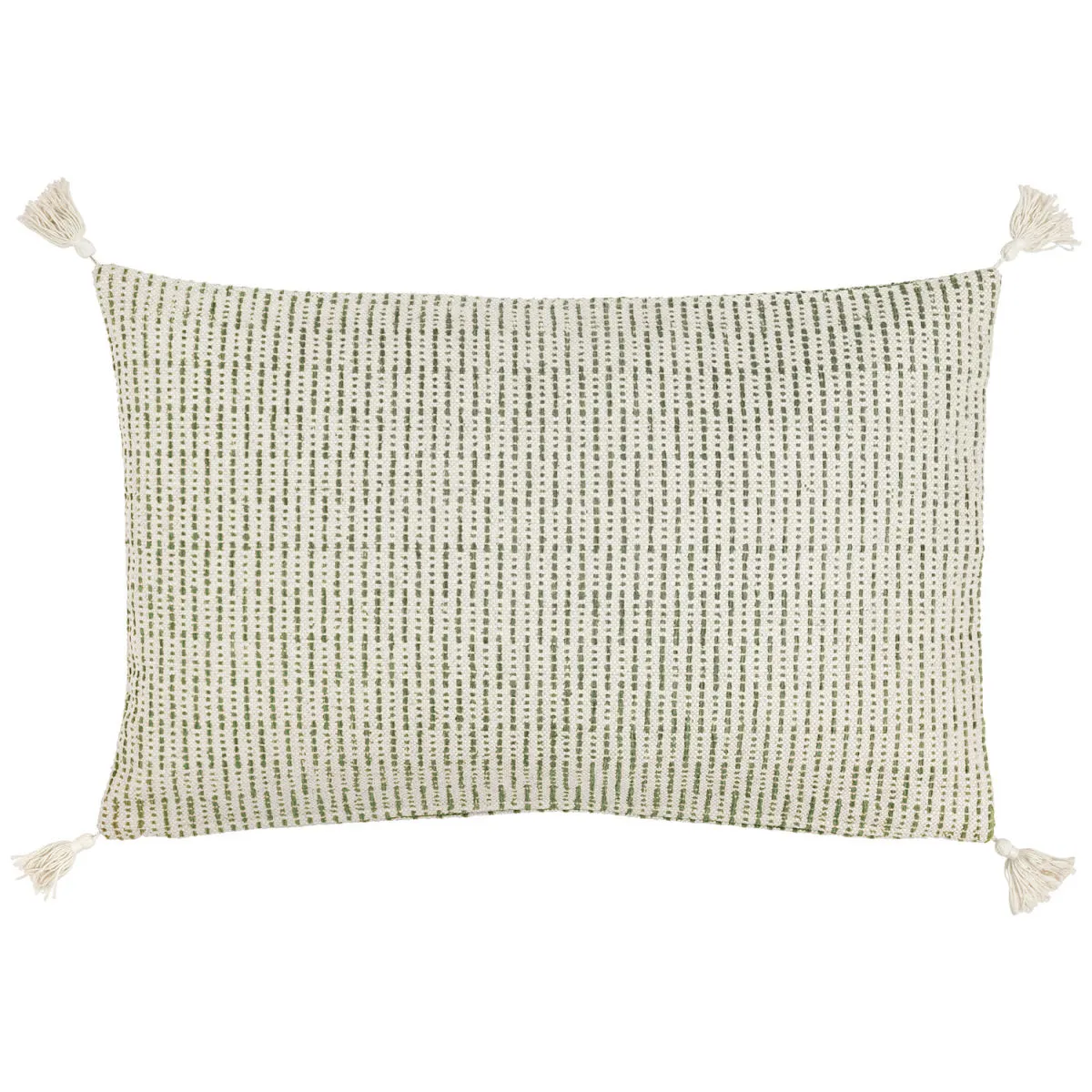 ERWIN M. Federa cuscino decorativo Torano strisce sottili; 30x50 cm (LxL); crema/verde oliva - immagine 1
