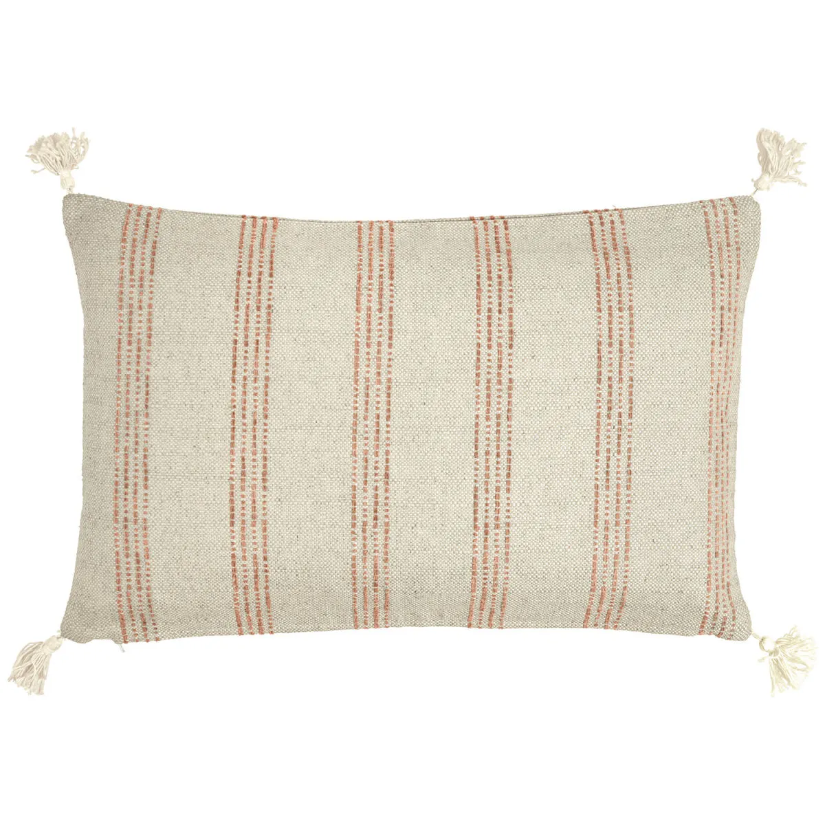 ERWIN M. Federa cuscino decorativo Torano strisce larghe; 30x50 cm (LxL); crema/terracotta - immagine 1
