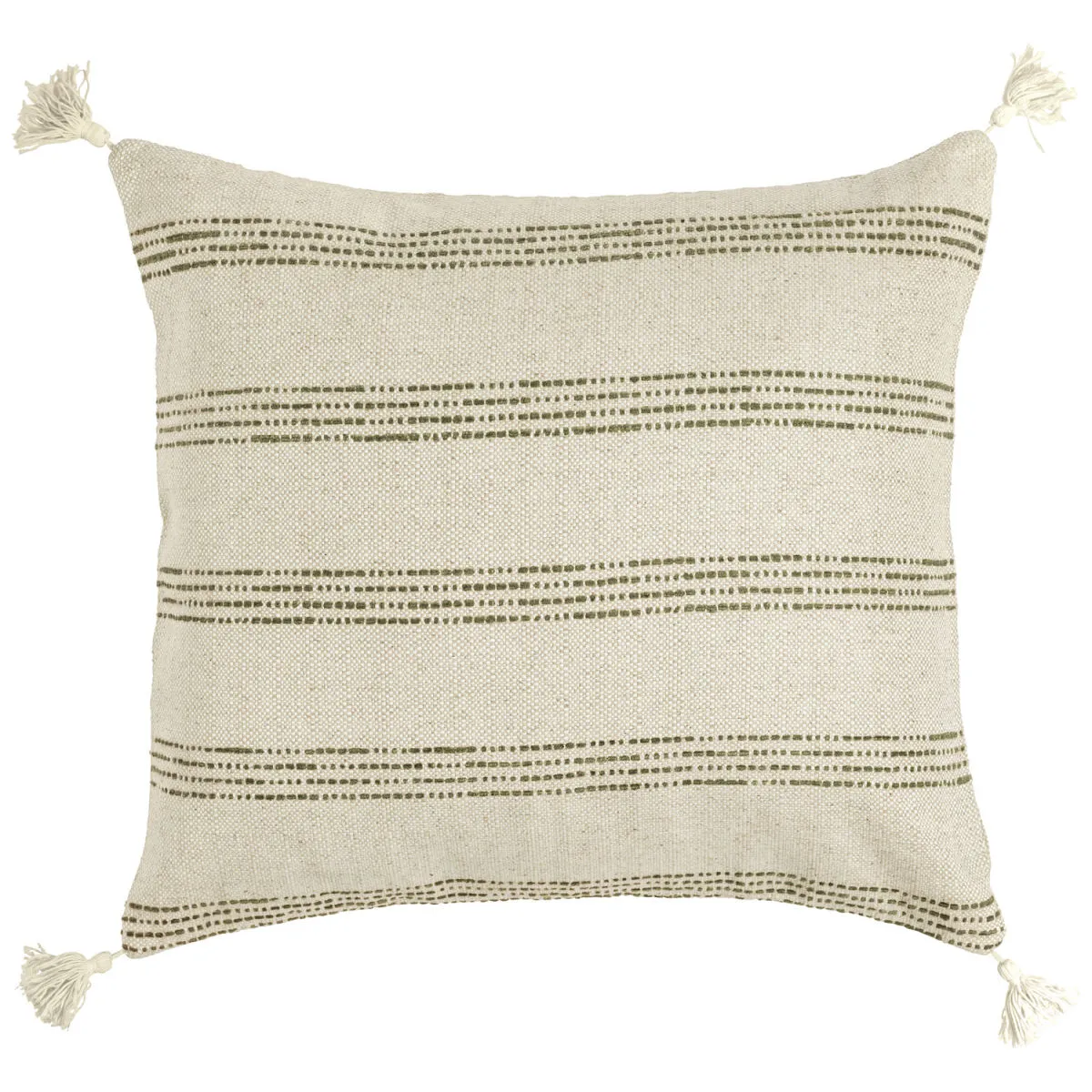 ERWIN M. Federa cuscino decorativo Torano strisce larghe; 40x40 cm (LxL); crema/verde oliva - immagine 1