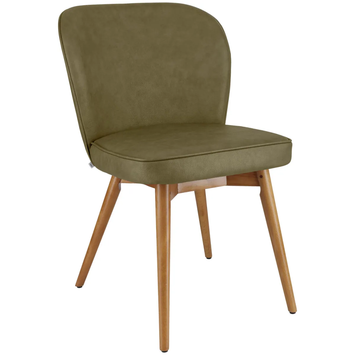 2x VEGA Sedia imbottita Lian similpelle; 56x58x86 cm (LxPxH); seduta verde oliva, struttura marrone chiaro; 2 pz. / Pacco - immagine 1