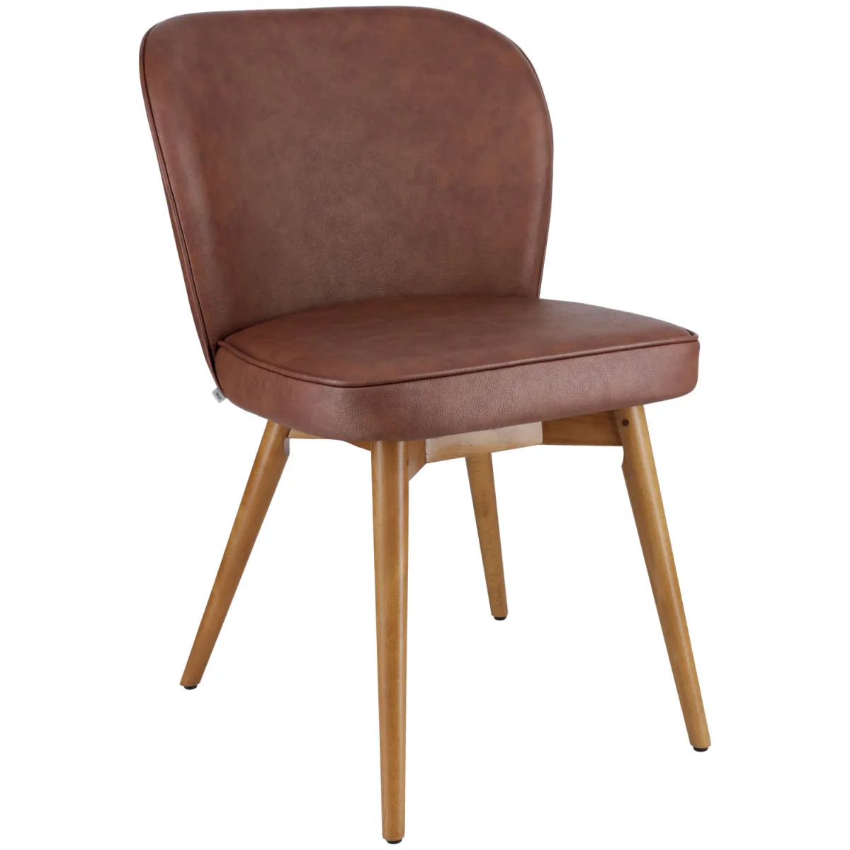 2x VEGA Sedia imbottita Lian similpelle; 56x58x86 cm (LxPxH); seduta marrone, struttura marrone chiaro; 2 pz. / Pacco - immagine 1