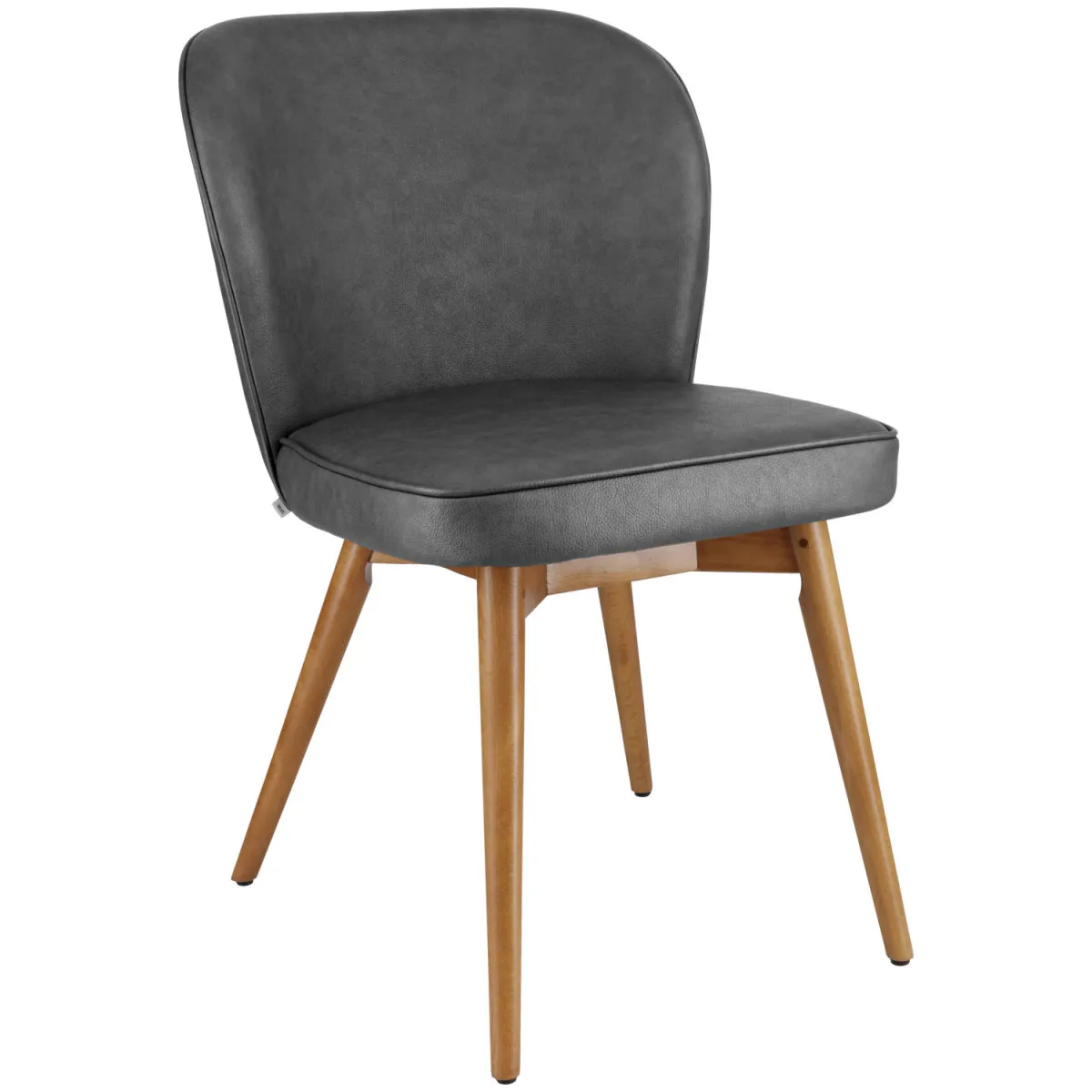 2x VEGA Sedia imbottita Lian similpelle; 56x58x86 cm (LxPxH); seduta antracite, struttura marrone chiaro; 2 pz. / Pacco - immagine 1