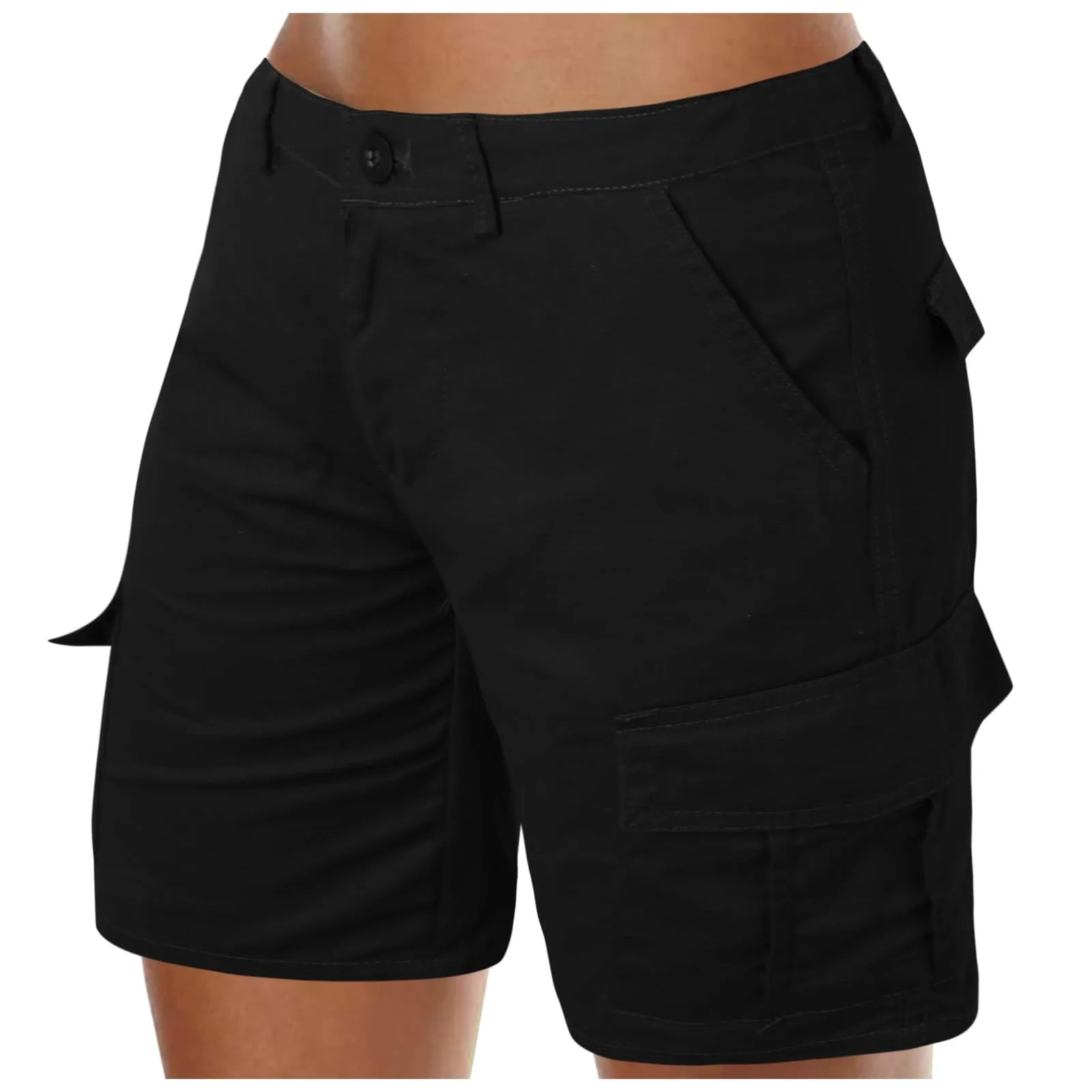 Generico Pantaloncini Corti Donna Tasche Cargo - Bermuda Donna Curvy Leggero Lavoro Outdoor Pantaloni Corti Impermeabile Asciugatura Rapida Elastica per Viaggi Campeggio Sport Tennis - immagine 1