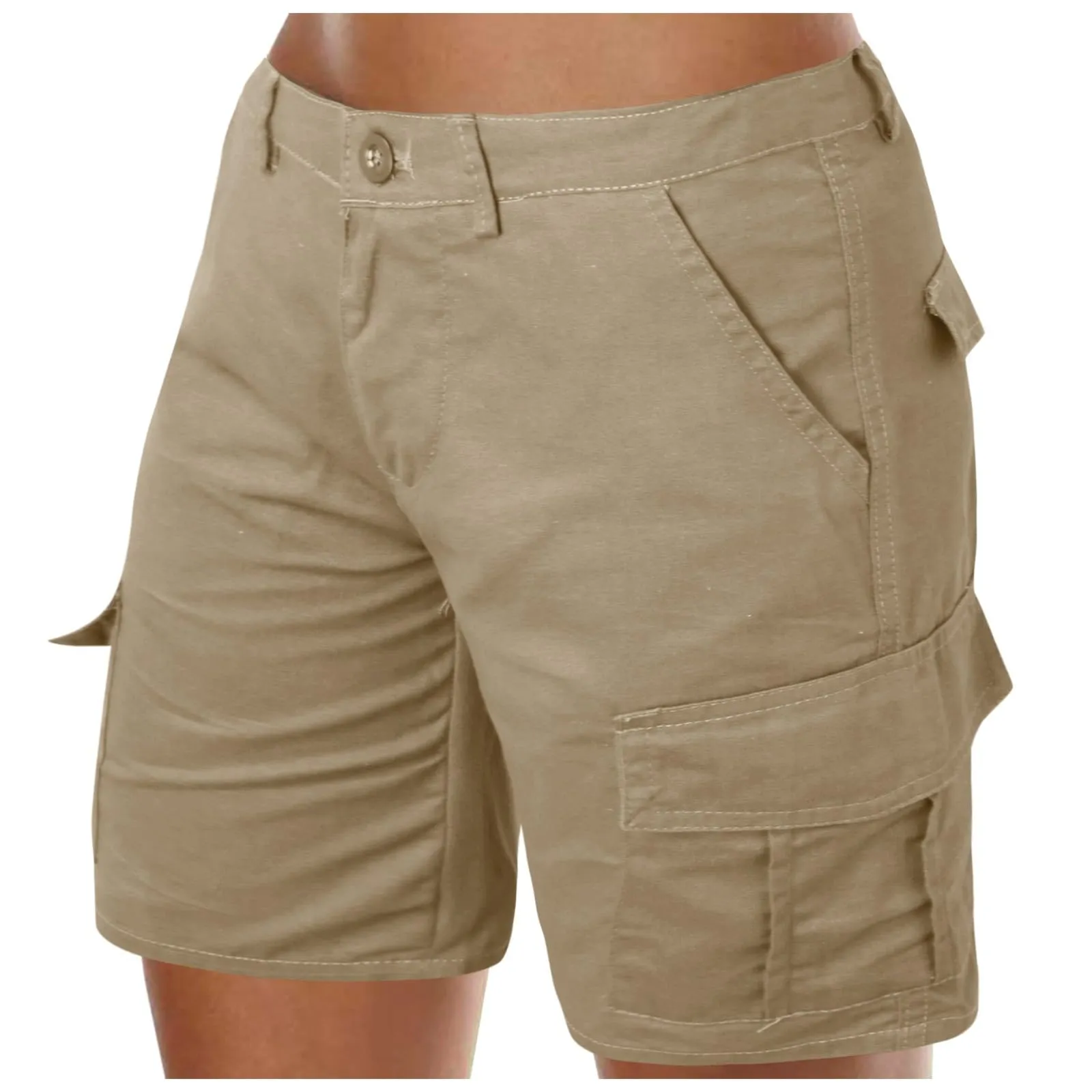 Generico Pantaloncini Cargo Donna Corti - Pantaloncini Donna Eleganti Elastico Pantaloncini Cargo Estate Vita Alta con Tasche Cerniera Leggeri Trekking per Viaggi Campeggio Sport Tennis - immagine 1