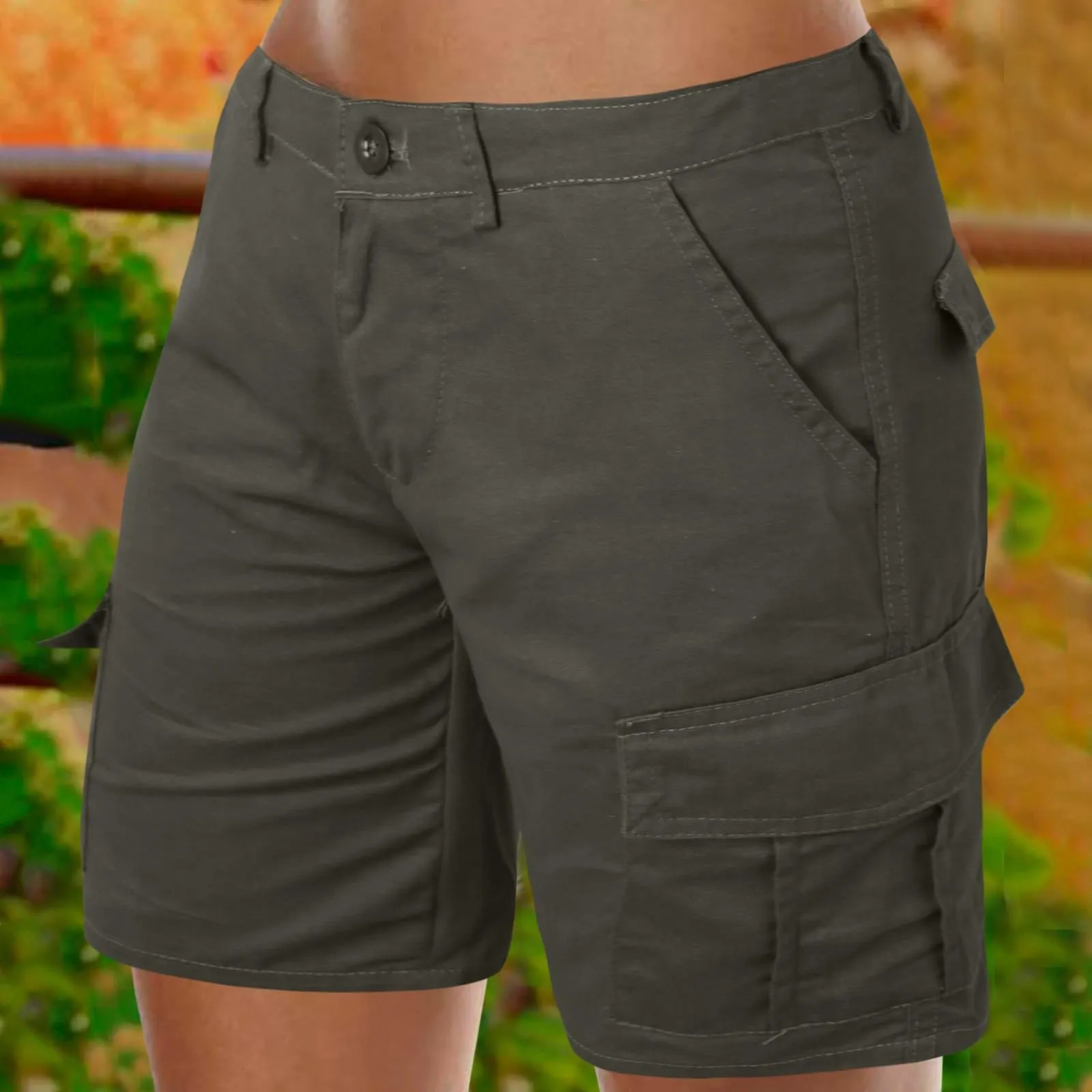 Generico Pantaloncini Cargo da Donna - Pantaloni Corti Donna Sportivi Elastico Estivi Pantaloni Corti Comodi Fitness Shorts con Tasche Leggeri per Jogging Golf Escursionismo - immagine 3