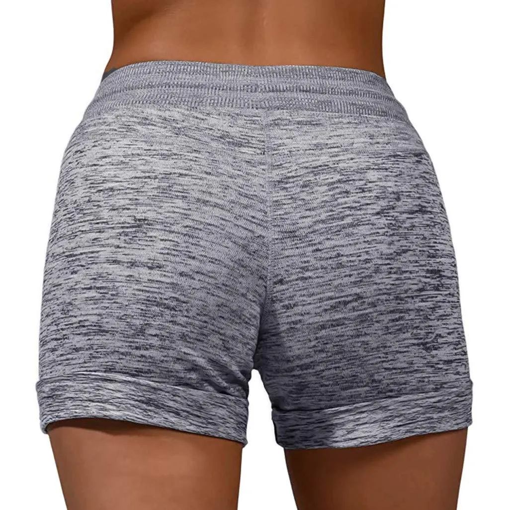 Pantaloncini sportivi da donna, comodi, con tasche, estivi, casual, con coulisse, morbidi, leggeri, atletici, palestra, allenamento, Grigio, XXL - immagine 2