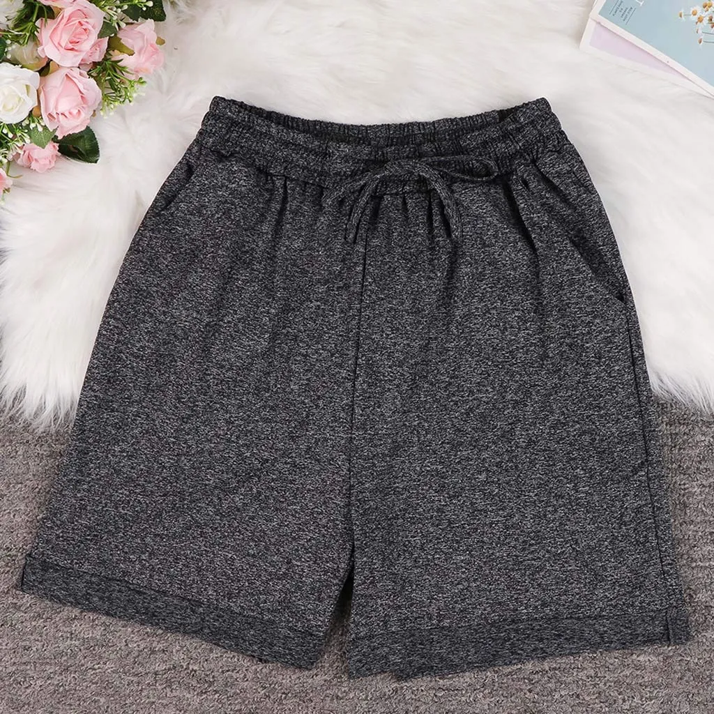 Pantaloncini sportivi da donna, comodi, con tasche, estivi, casual, con coulisse, morbidi, leggeri, atletici, palestra, allenamento, Nero , S - immagine 6