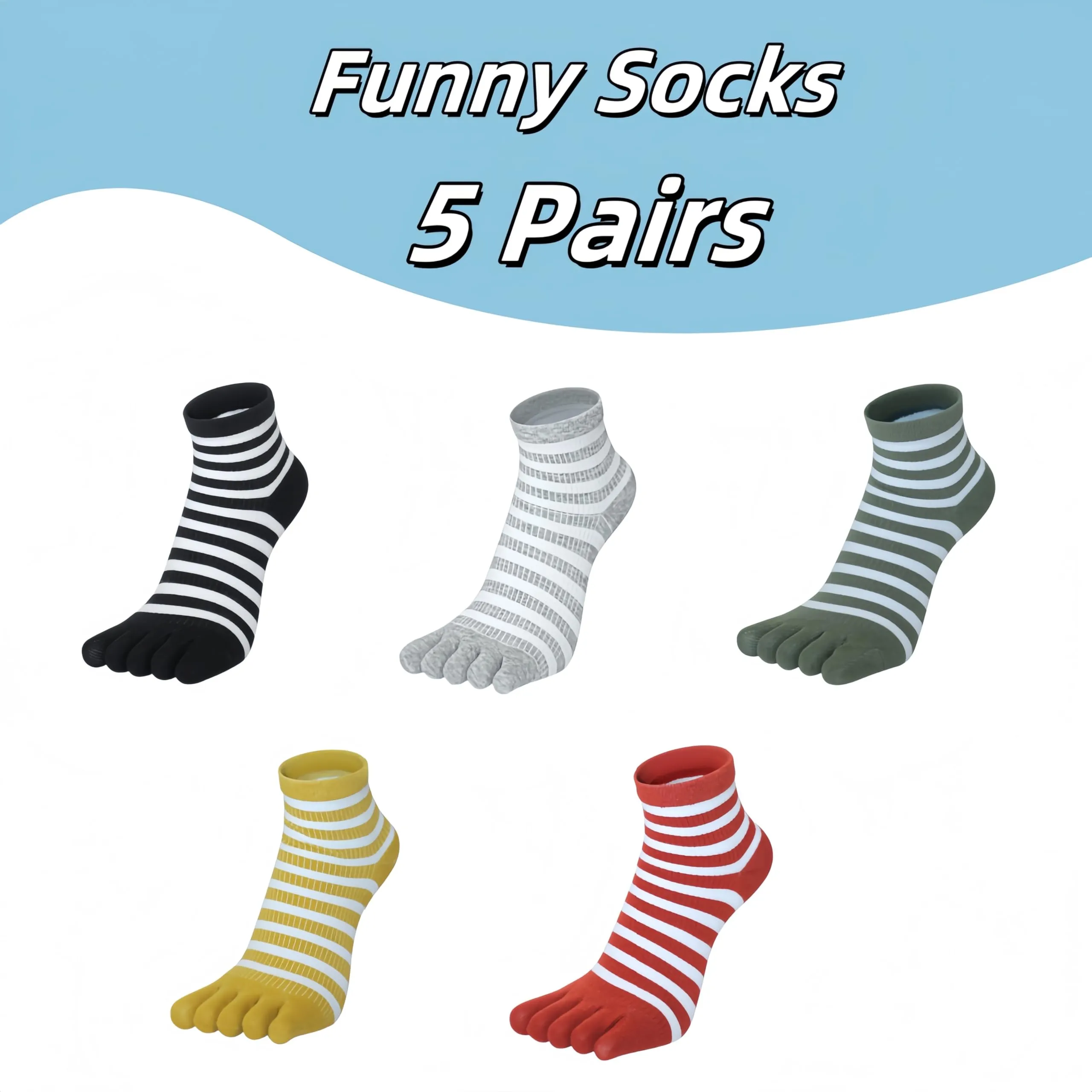 Donna Calzini con Dita Separate, Calze con le Dita in Cotone Donna Casual Sportive Calzini, Allenamento Socks Traspirante - 5 Paia (IT, Numero, 35, 40, Regular, Regular, Multicolore 5) - immagine 3