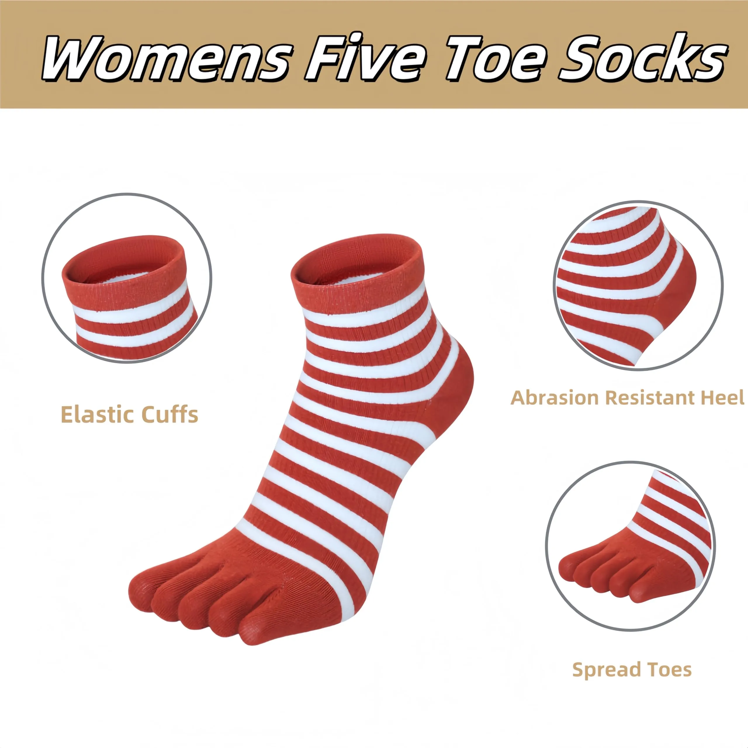 Donna Calzini con Dita Separate, Calze con le Dita in Cotone Donna Casual Sportive Calzini, Allenamento Socks Traspirante - 5 Paia (IT, Numero, 35, 40, Regular, Regular, Multicolore 5) - immagine 4