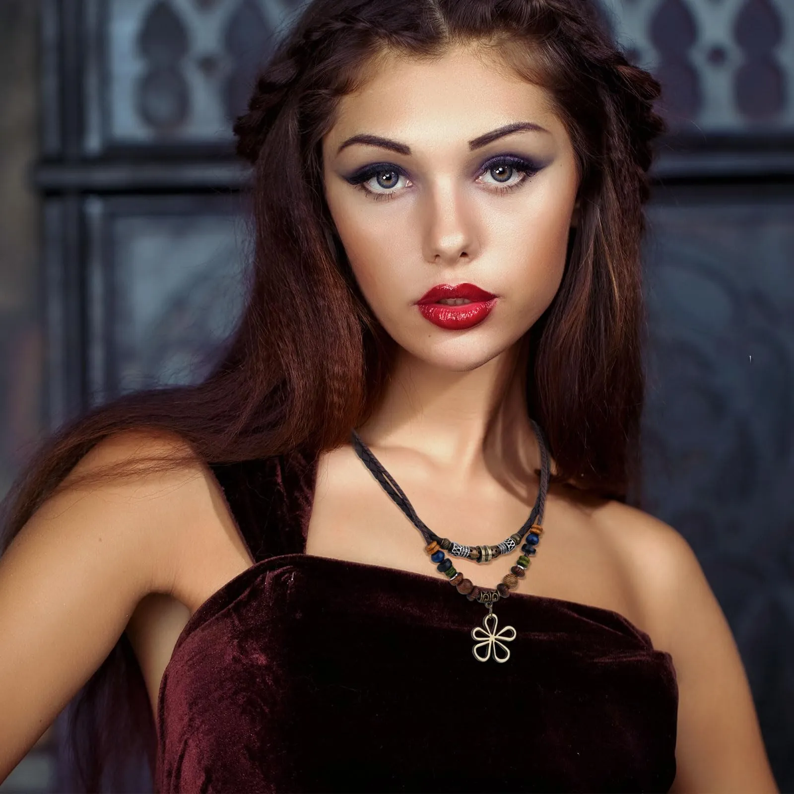 Mikovivi Collana Perline di Legno a Strati Boho, Collana con Ciondolo a Forma di Fiore Cavo Hippie Bohémien Gioielli in Stile Etnico Tribale Vintage Accessori per Donne e Uomini - immagine 5