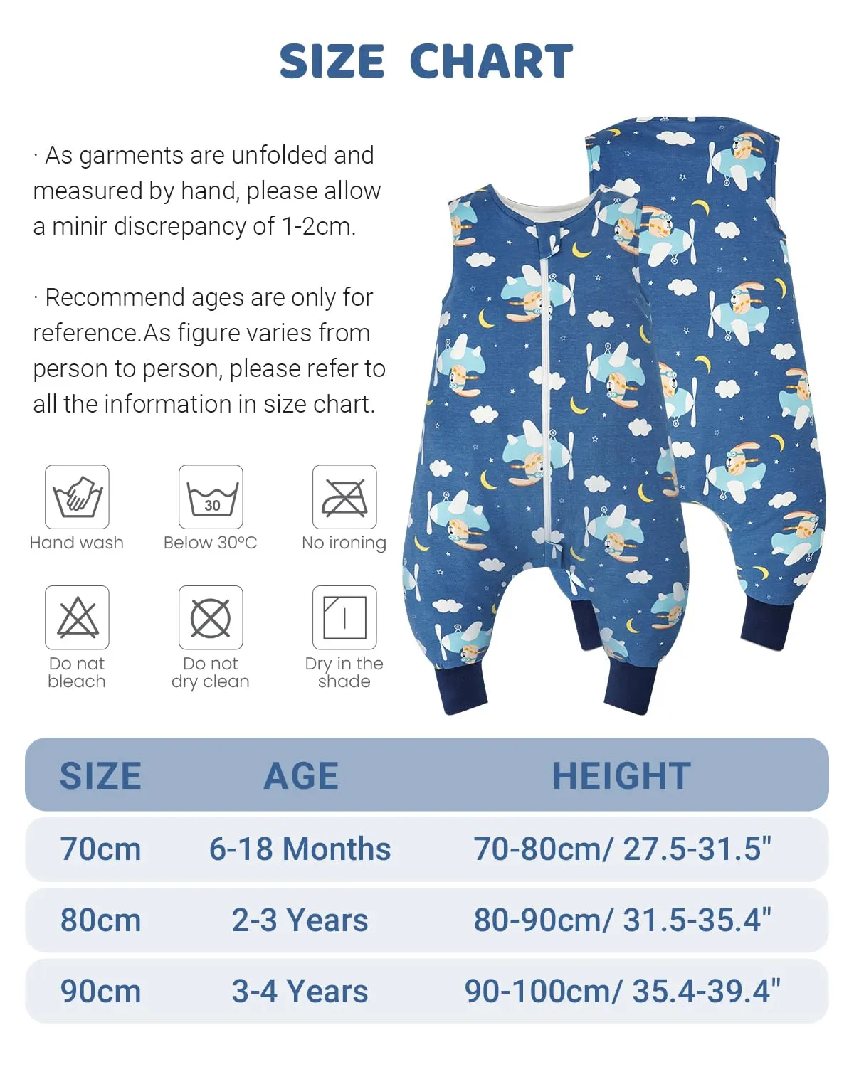 WYTbaby Sacco Nanna con Piedini 1.0 Tog in 100% Cotone - Morbido Sacco Nanna per Tutto l'Anno per Neonati - Senza Maniche - Ideale per il Sonno e il Calore - Perfetto per Bambini e Bambine, 80/2-3 - immagine 7