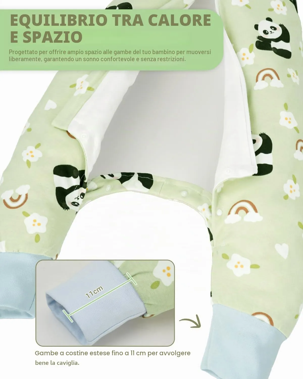 WYTbaby Sacco nanna con piedi, 1,0 Tog, in 100% cotone, morbido sacco a pelo per tutto l'anno, senza maniche, ideale per dormire e calore, perfetto per ragazzi e ragazze, 90 cm - immagine 4