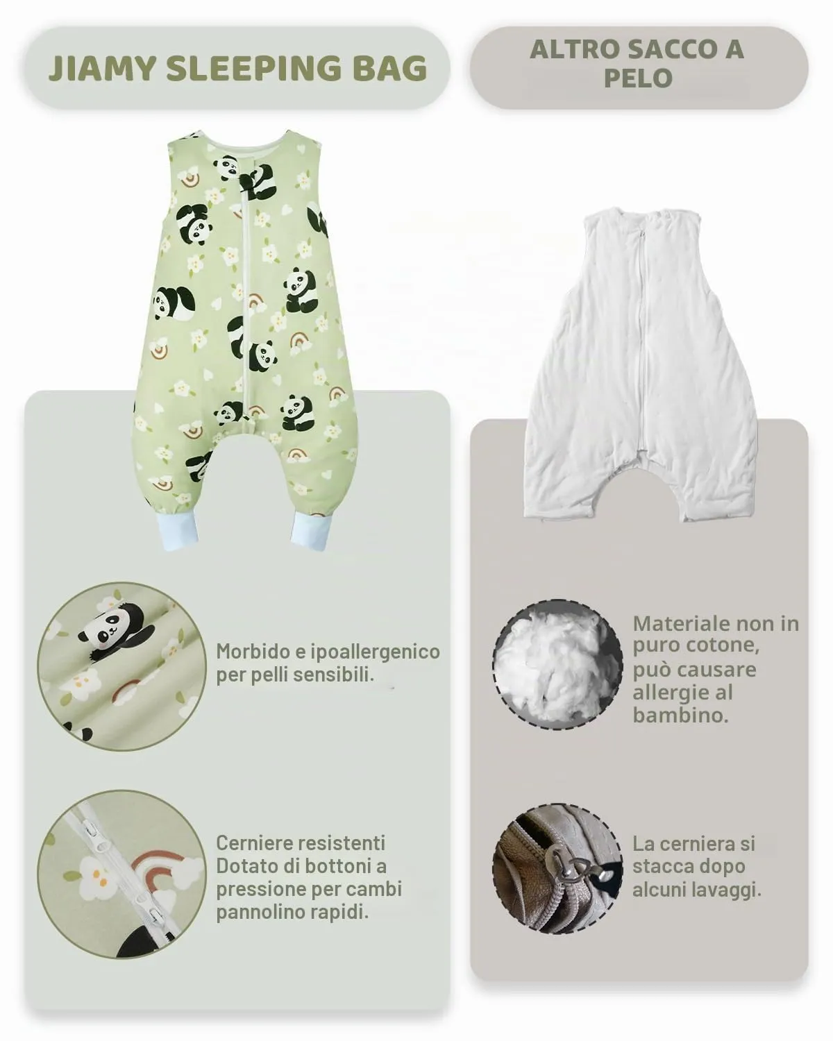 WYTbaby Sacco nanna con piedi, 1,0 Tog, in 100% cotone, morbido sacco a pelo per tutto l'anno, senza maniche, ideale per dormire e calore, perfetto per ragazzi e ragazze, 90 cm - immagine 5