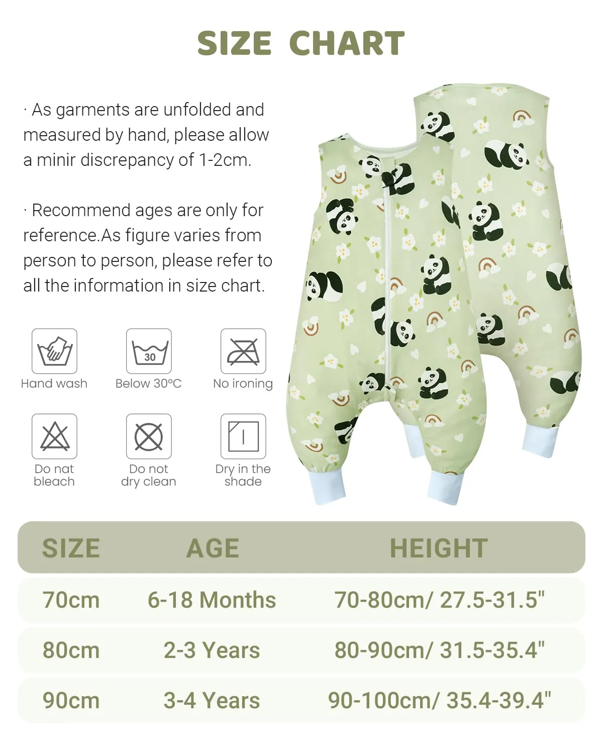 WYTbaby Sacco nanna con piedi, 1,0 Tog, in 100% cotone, morbido sacco a pelo per tutto l'anno, senza maniche, ideale per dormire e calore, perfetto per ragazzi e ragazze, 90 cm - immagine 7