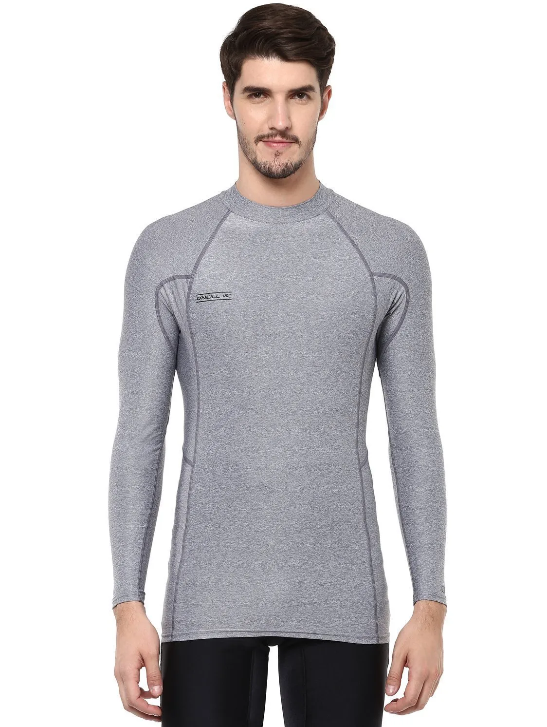 O'Neill Basic Skins - Rashguard a Maniche Lunghe da Uomo, Colore: Smoke Hybrid, XXL - immagine 2